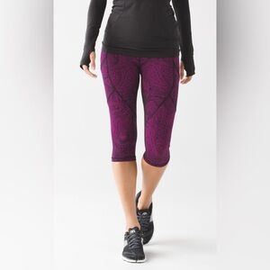 Lululemon Outrun Crop Paisley Purple Leggings